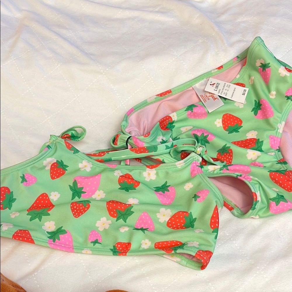Green Strawberry Print Bikini